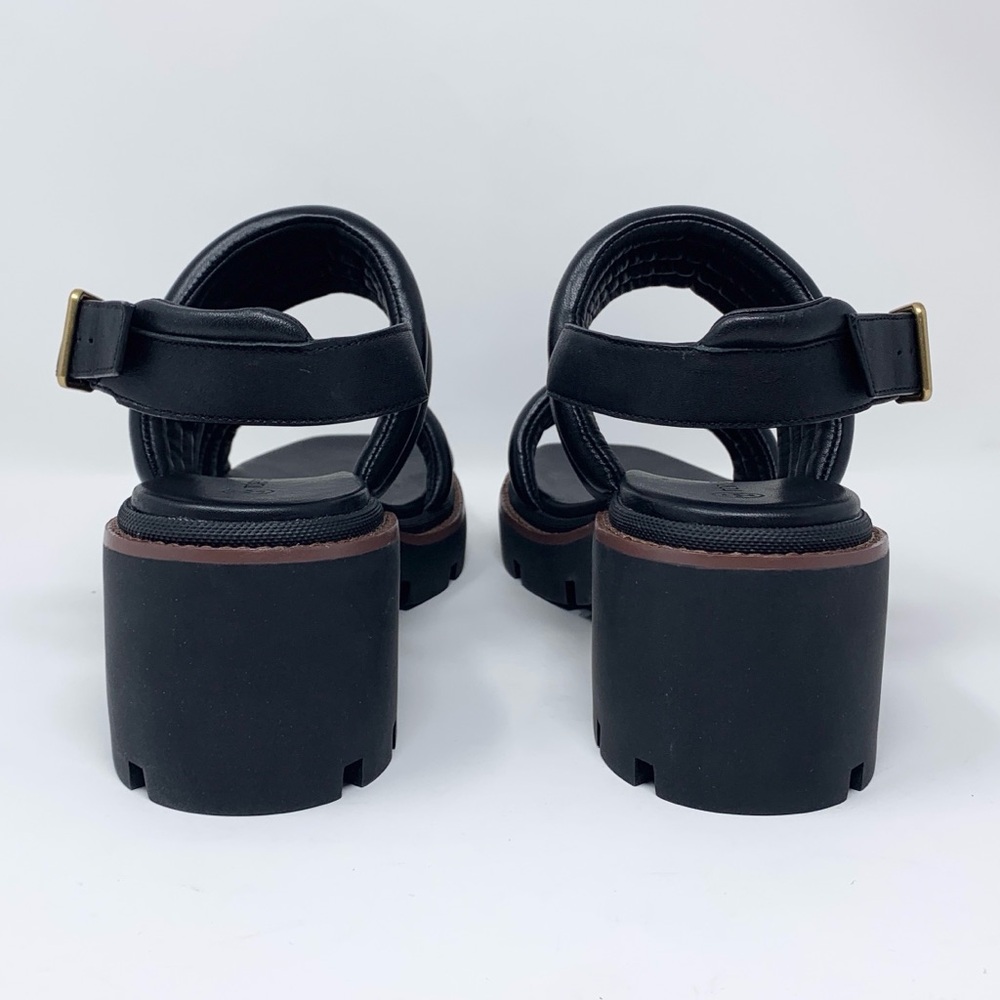 NEW Tory Burch Lug Sole Heeled Sandals (Sz 9) Quilted Leather Slingback Black - Picture 8 of 13